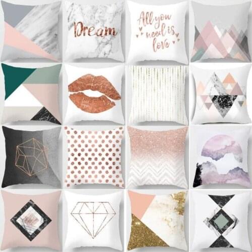 45x45cm Geometric Cushion Cover Nordic Pink Marble Texture Throw Pillow Covers Modern Sofa Seat Waist Home Decorative Pillowcase