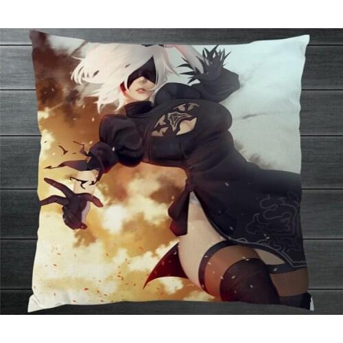 NieR Automata YoRHa 2B Type B Cartoon Two Side 40x40cm Pillowcase Pillow Case Cover Cushion Cosplay Gift BED/SOFA/CAR Decor P10