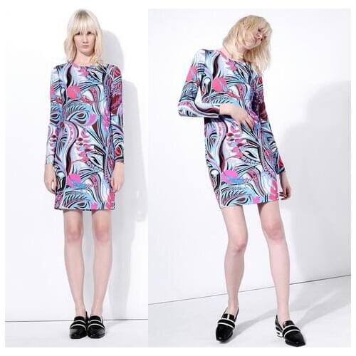 The new womens fashion beautiful printing knitted slik jersey slim dress