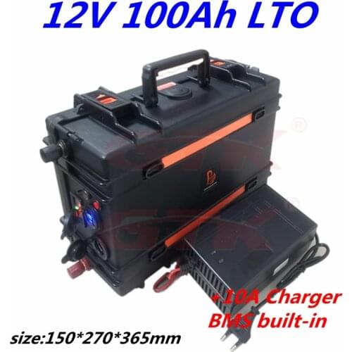 New LTO 12v 100Ah Lithium titanate 12v 100Ah battery pack with BMS 5S for RV UPS Boat caravan Solar panel yacht +14V 10A charger