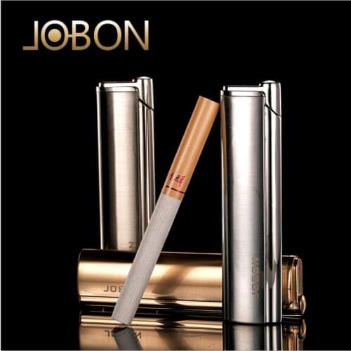 JOBON Creative and personalized windproof lighter Ultra-thin metal Blue Flame portable gas lighter gift for men