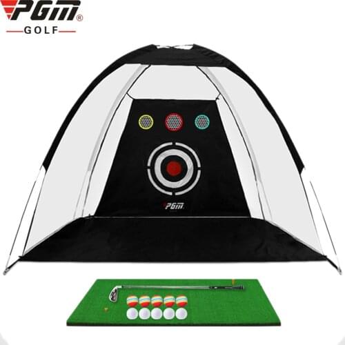 PGM 3m Adults Kids Folding Portable Golf Training Aids Cage Tent Net Mat Tee Outdoor Trip Indoor Golf Clubs Putter Swing Trainer
