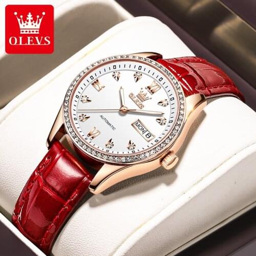 OLEVS Brand Classic Ladies Mechanical Watch 2021 Fashion Ladies Ceramic Watch Ladies Dress Watch Luxury Sports Waterproof Clock