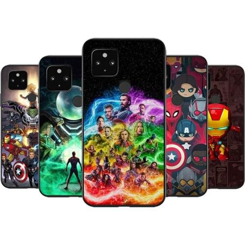 Marvel Deadpool Iron Man Shockproof Cover for Google Pixel 5 4 4a XL 5G Black TPU Soft Phone Case