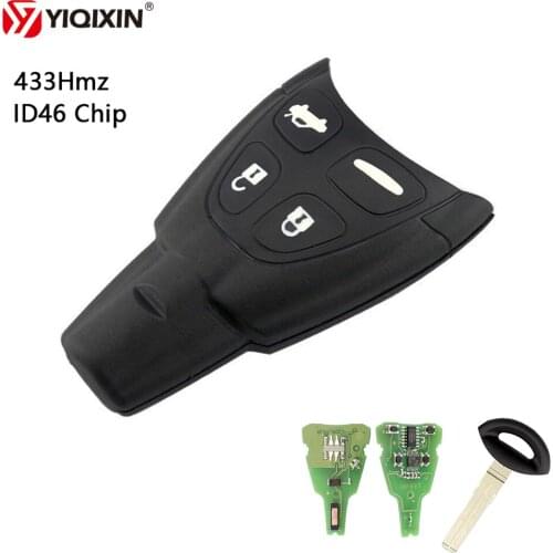YIQIXIN 4 Buttons Replacement Remote Key Soft Rubber Button Smart Key For Saab 93 95 2003-2010 LTQSAAM433TX 433Mhz ID46 PCF7946