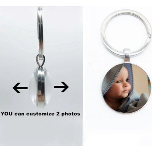 Handmade Personality Photo Family Double Sided Keychain Photo Baby Child Dad Mom Brother Sister Family Portrait Private Custom