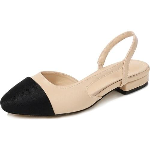 Women Sandals Fashion Stitching Fabric Round Toe Comfortable Sandals For Summer Nude Shoes Women Large Size 34-42