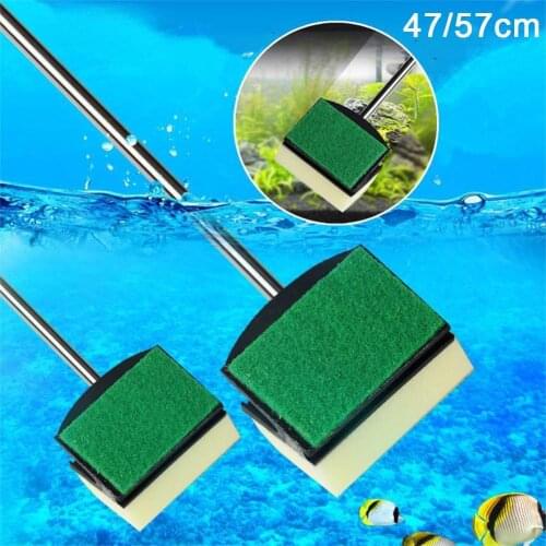 Sided Brush Anti-scratch Cleaner Scrubber Aquarium Long Handle Fish Tank Sponge Tool Light Yellow Dust Rod Fish Tank Accessories