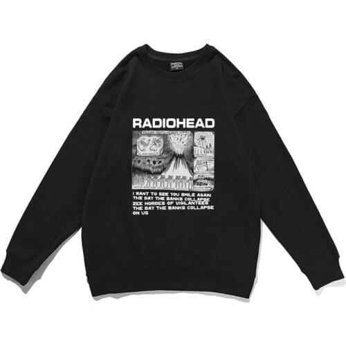 Thom YorkeEnglish Rock Band Sweatshirts Radiohead Print Sweatshirt Alternative RockIndie Rock Tracksuit Men Women Loose Pullover