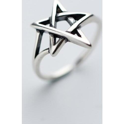 Sole Memory Openwork Star Geometry Retro Thai Silver Cute Personality 925 Sterling Silver Female Resizable Opening Rings SRI331