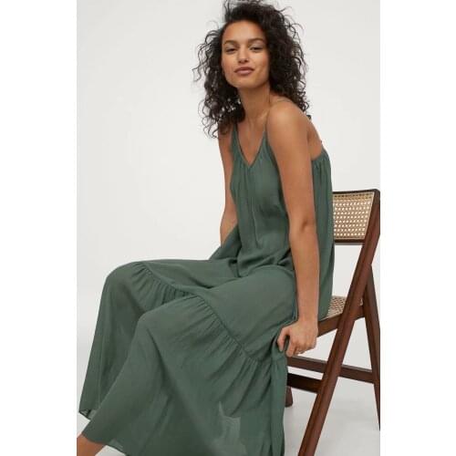 2021 Women Boho Holiday Dress Strapless Loose Green Midi Dress Backless Sexy Vacation Chic Dress Tie Up Mujer Natural Vestidos