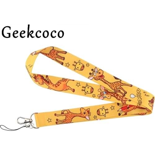 10pcs/lot Giraffe logo Cartoon kawaii kid diy Lanyard Mobile Phone Key Card Identification Strap USB Badges Holder Hanging J0793