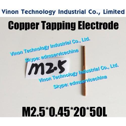 10pc/lot) M2.5 Copper Orbiting Tapping Electrode without hole M2.5*0.45*20*50mm for EDM spark copper threading electrode M2.5