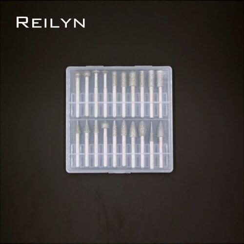 20pcs/box grinding bits 46# rough grained Emergy diamond point set abrasive bits grinding peeling bits rotary tools