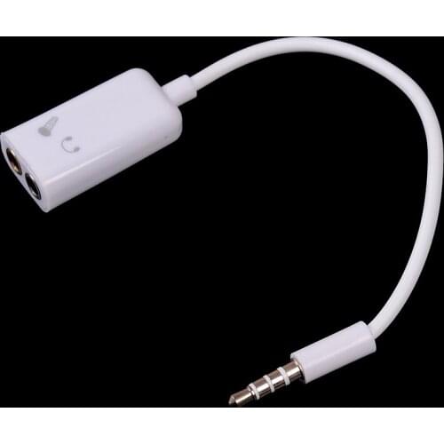 3.5mm Double Jack Headphone Splitter Microphone Audio Adapter 2 In 1 Headphone Jack Microphone Hole for Moblie Phone