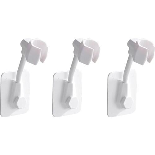 3pcs Shower Head Holder 360 Degree Adjustable Handheld Showerhead Bracket Adhesive Shower Wall Mount Holder Drill Free