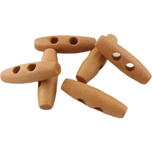 30 pcs Olive Shape Wooden Horn Toggle Buttons Buckle 2 Hole Coat Sweater Clothes Boots Button Scrapbooking Sewing Accessories