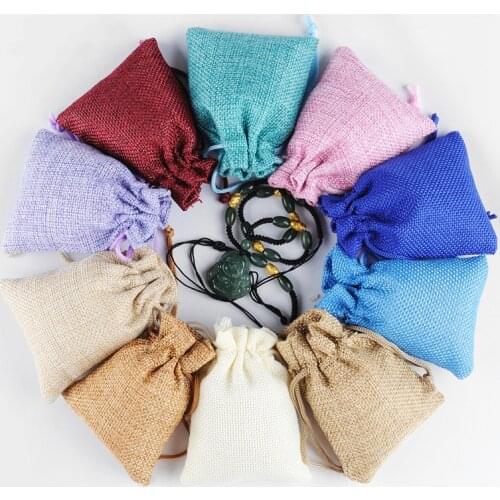 5pcs Burlap Bag Drawstring Pocket Gift Box Jewelry Display Wedding Party Packaging 7x9cm Earring Necklace Storage Organizer