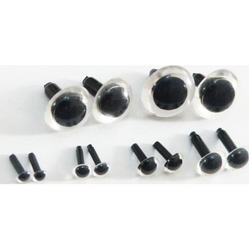 50pcs/lot 4.5/6/7.5/9/10.5/12/13.5/15/16.5/18mm clear smooth stem toy eyes no washer for diy wool felt findings