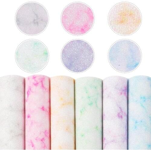 6pcs/set Fine Glitter Marble Synthetic Leather set For Bows Bags Wallte Phone Case DIY Handmade Materials,1Yc10512