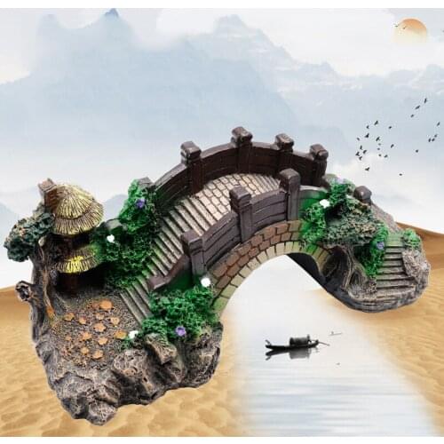 Fish Tank Retro Decorative Bridge Aquarium Landscape Jewelry Resin Turtle Climbing Arch Bridge Decorative Ornaments Pet Supplies