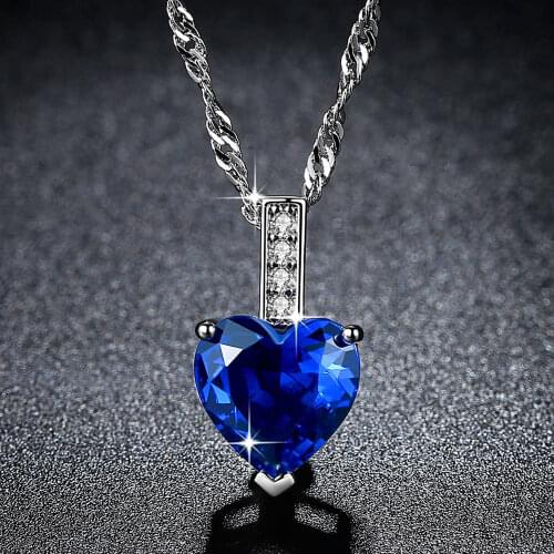 Beiver White Gold Color Crystal Heart Pendant Necklace for Women Top Quality Hot Selling Necklaces Valentines Day Gifts