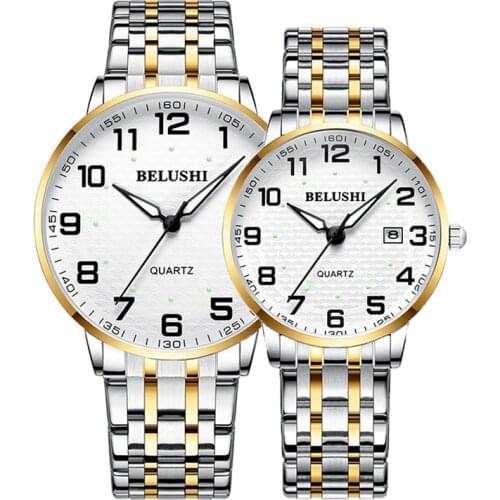 Belushi Big Number Quartz Watch for Elderly Wristwatches Strong Luminous Fashion Trend Mom Dad Clock Couple Watches for Lovers