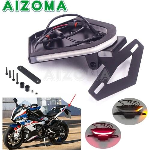 CNC Steel Motorcycle LED Rear Light License Plate Mount Holder Turn Signal Tail Tidy Fender Eliminator Kit For BMW S1000RR 2020