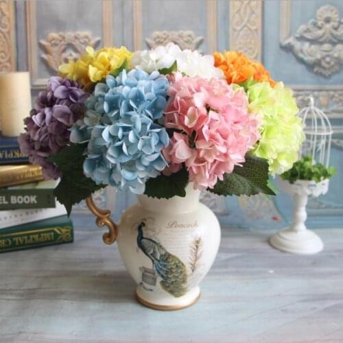 Artificial Silk hydrangea Flower Bouquet For Bride Home Wedding Decoration European Cheap Vase Table Arrangement Fake Flowers