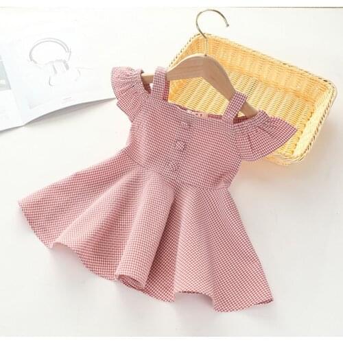 Kids Dress For Girls Summer New Children Princess Dress Baby Plaid Cute Dress Kids Short-Sleeved Clothes Girl Dresses
