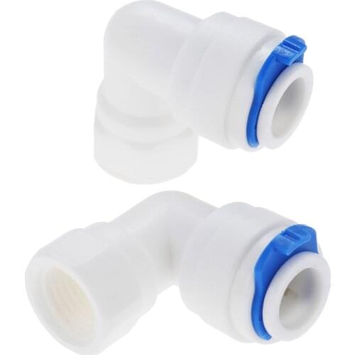 2Pcs RO Water Fitting Elbow 3/8" OD Hose 1/4" BSP Female Thread Plastic Pipe Quick Osmose Reversa Aquario Connector