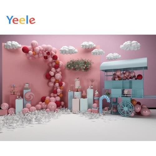 Candy Bar Balloons Cloud Flowers Scene Photocall Newborn Photo Background Baby Shower Birthday Photo Backdrops For Photo Studio