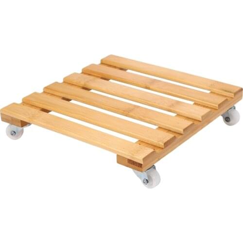 Plant Flower Pot Removable Tray Base Roller Moving Tray with Wheel Flower Pot Tray Holder Wooden Square Flower Stand Plant Stand