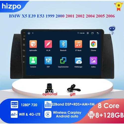 Hizpo For BMW X5 E39 E53 1999 2000 2001 2002 2004 2005 2006 Car Radio Multimedia Video Player Navigation GPS Android 10 Stereo