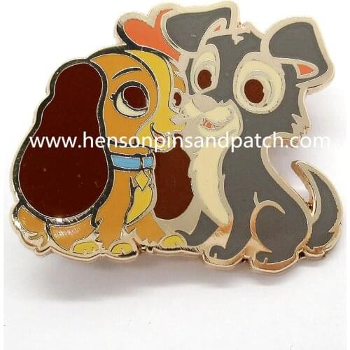 Customized high polish zinc alloy hard enamel animal pin metal dog pin badge