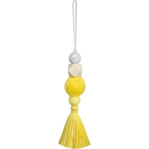 M17D Creative Felt Ball Car Hanging Drop Ornament Diffuser Wooden Beads Colorful Tassels Pendant Closet Charm Home Decoration