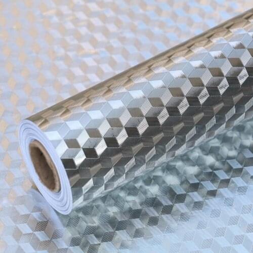 Kitchen Oil Proof Self Adhesive Stickers Anti Fouling High Temperature Aluminum Foil Cabinet Modern Wallpaper Decoration Paper