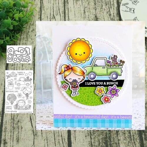 Little girl Metal Cutting Dies and clear stamps Stencils for DIY Scrapbook Photo Album Paper Card Decorative