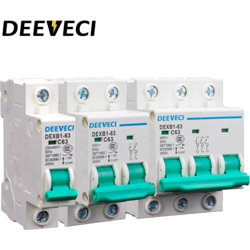 1 2 3 4p MCB AC household 6A 10A 16A 25A 32A 40A 63A DIN Rail Miniature Circuit Breaker Type C 6.2KA 110V/230V/400V With CE