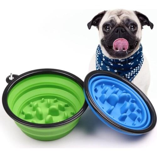 1000ML Pet Bowls Silicone Slow Food Dog Bowl Folding Portable Travel Bowl For Dogs Interesting Developmental Pet Dish