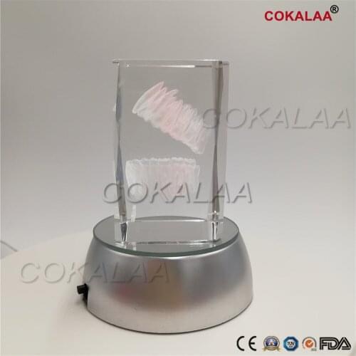 3D Tooth Model Clear Crystal WIth Stand With LED Lamp dental Gift Decoration