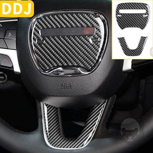 Steering Wheel Logo Panel Sticker For Dodge Charger LD 2015+ SE RT Carbon Fiber Below U Frame Cover Tuning Car Accessories