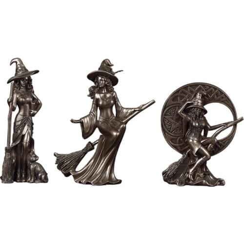 Halloween Witch Desktop Ornament Creative Resin Statue Decor for Home Indoor Creative Desktop Decoration Art Crafts