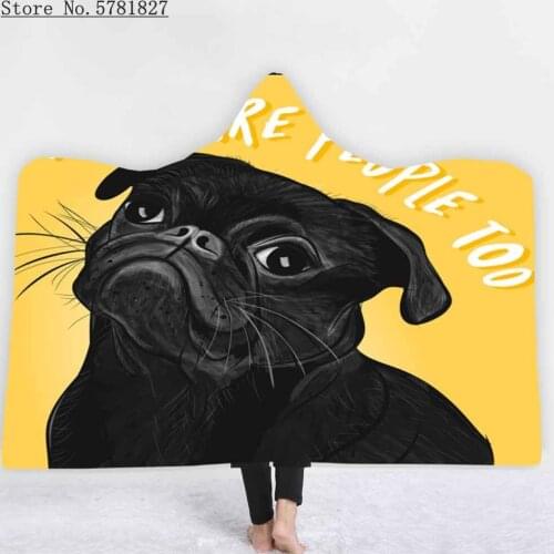 Bulldog/Pug Dogs Hooded Blanket Sausage Dog/Hiromi Fleece Blanket Home Wearable Blanket 3D Print For Boys Girls Throw Blanket