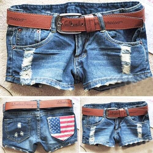 Drop shipping 2020 women new hot shorts summer fashion Skinny Low waist sexy mini American flag denim shorts 51