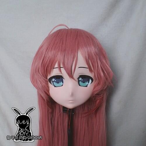 Rabbit 98) Resin Cross dress Pretty Girl Head BID Doll Mask Japanese Anime Kigurumi Mask Cosplay with Wig