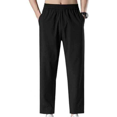 Plus Size Men Pants Fashion Solid Color Straight Pants All Match Elastic Waist Ankle Banded Oversize Casual Men Pants Sweatpants