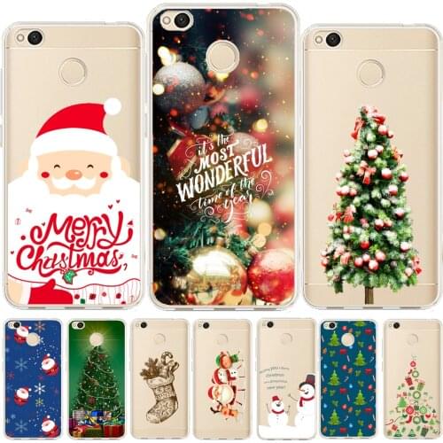 Merry Christmas Soft TPU Silicone Cover For Xiaomi Redmi 4X 5 Plus 6 Pro Note 4 4X 5 Pro Case For Xiaomi Mi A1 A2 Mi 8