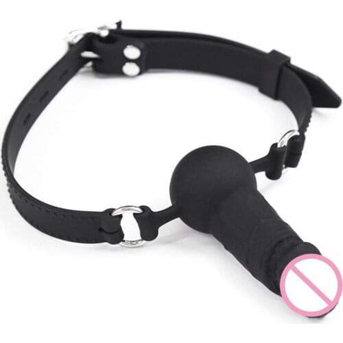 Adult Game Open Mouth Silicone Gag Bite Penis Plug Dildo Lesbian Fetish Bondage Sex Toys BDSM Play Slave Restraints for Woman