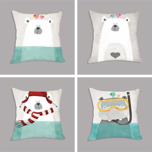 Nordic Cushion Makeup Polar Bear Hippo Decorative Cushion for Sofa Home Decor Ballon Plush Fabric Throw Pillows For Party Gifts